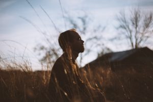 Man practicing breathing exercises