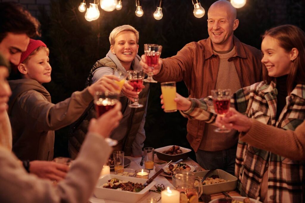 family toasting